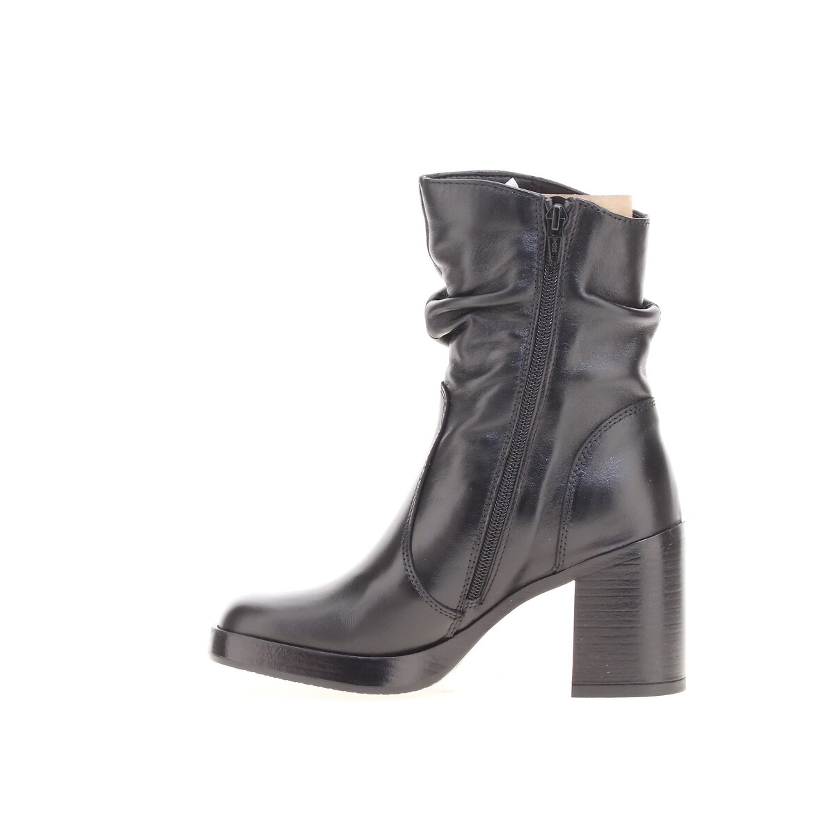 Bottines en cuir, bout carré noir, MJUS