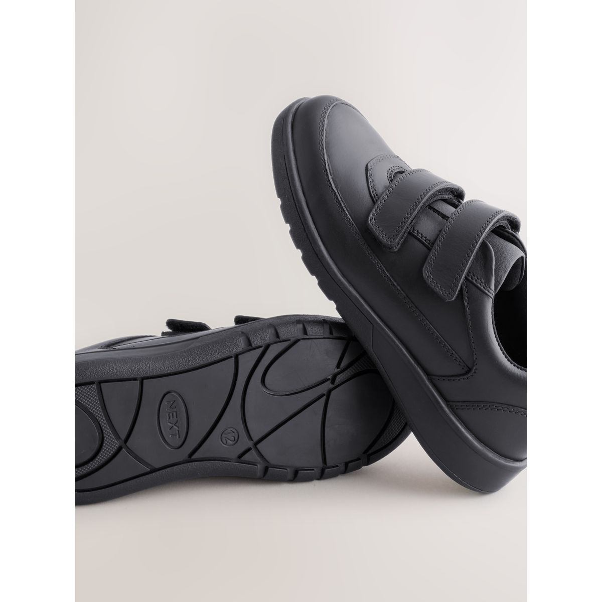 Chaussures en cuir à scratch et 2 brides noir, NEXT