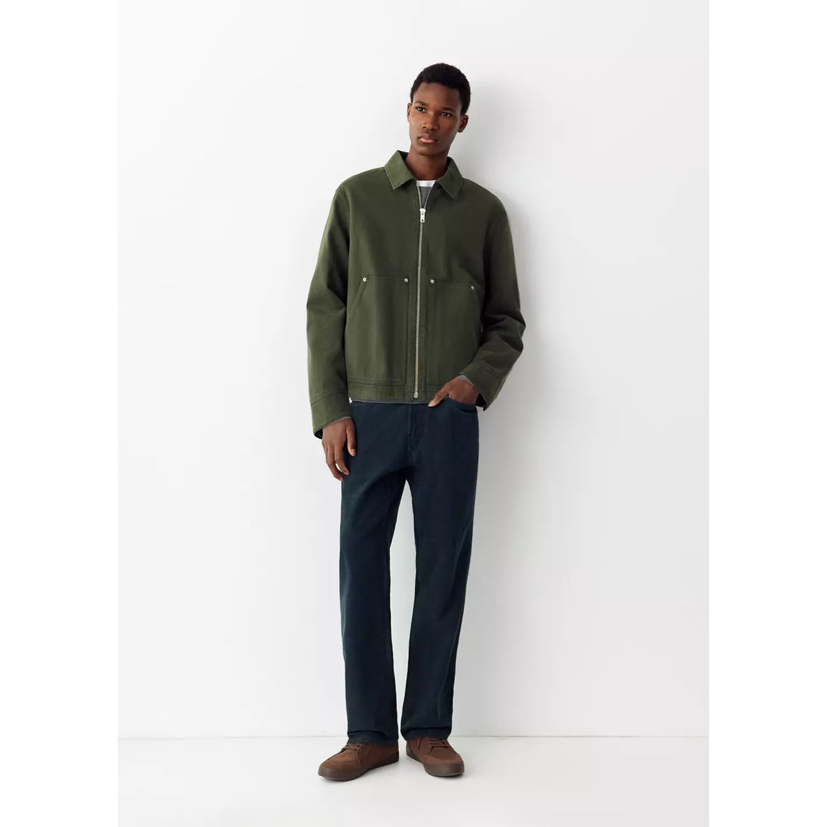 Jean droit en velours côtelé bleu marine, MANGO TEEN