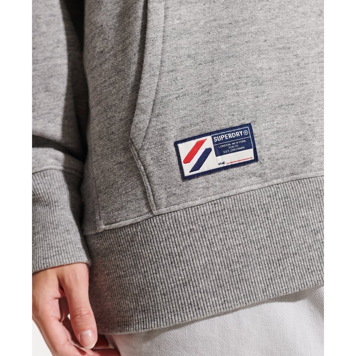 Sweat à capuche oversize City College gris chiné flammé, SUPERDRY