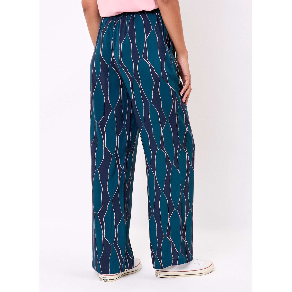 Pantalon imprimé élastiqué large fluide MOMED bleu otilia momed, LA FIANCÉE