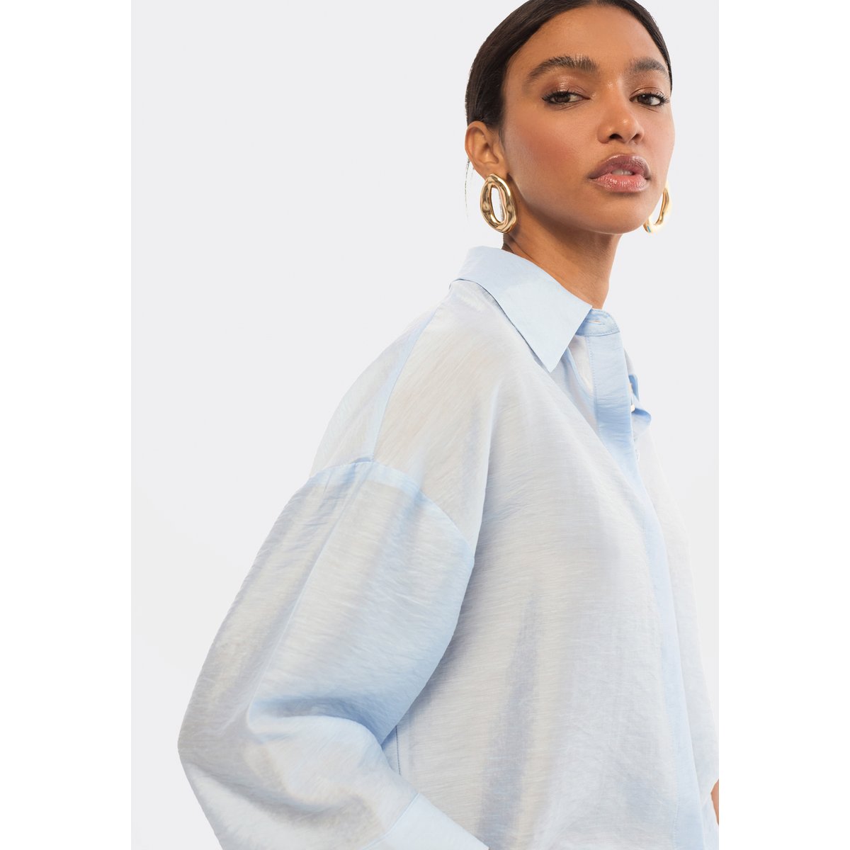 Chemise oversize en lin mélangé bleu clair, LOLA CASADEMUNT
