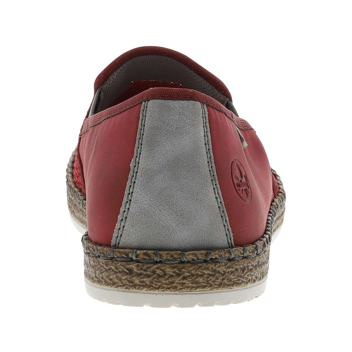 Espadrilles rouges à talon plat avec deux soufflets élastiqués rouge, RIEKER