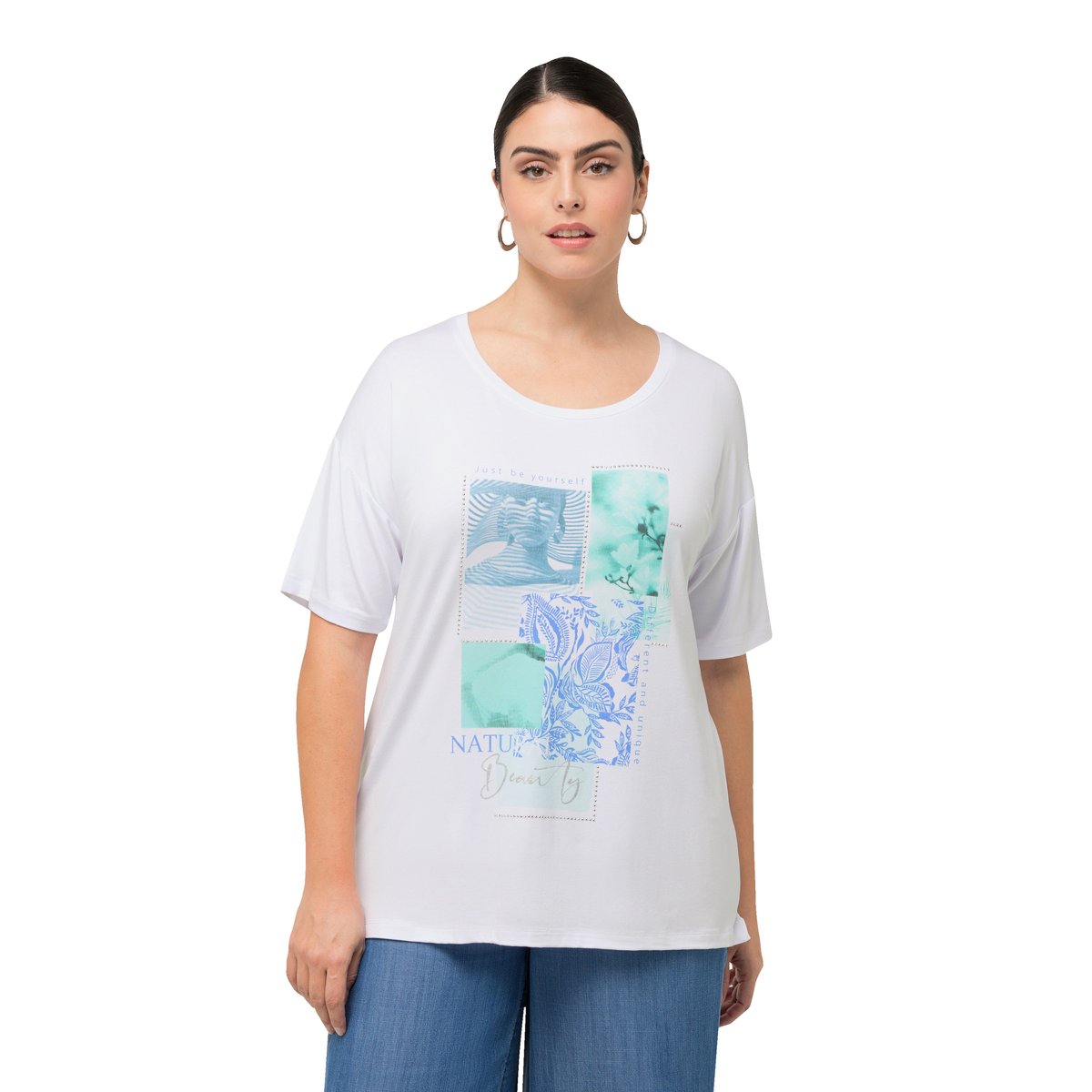 T-shirt avec petites pierres fantaisie et blanc neige, ULLA POPKEN