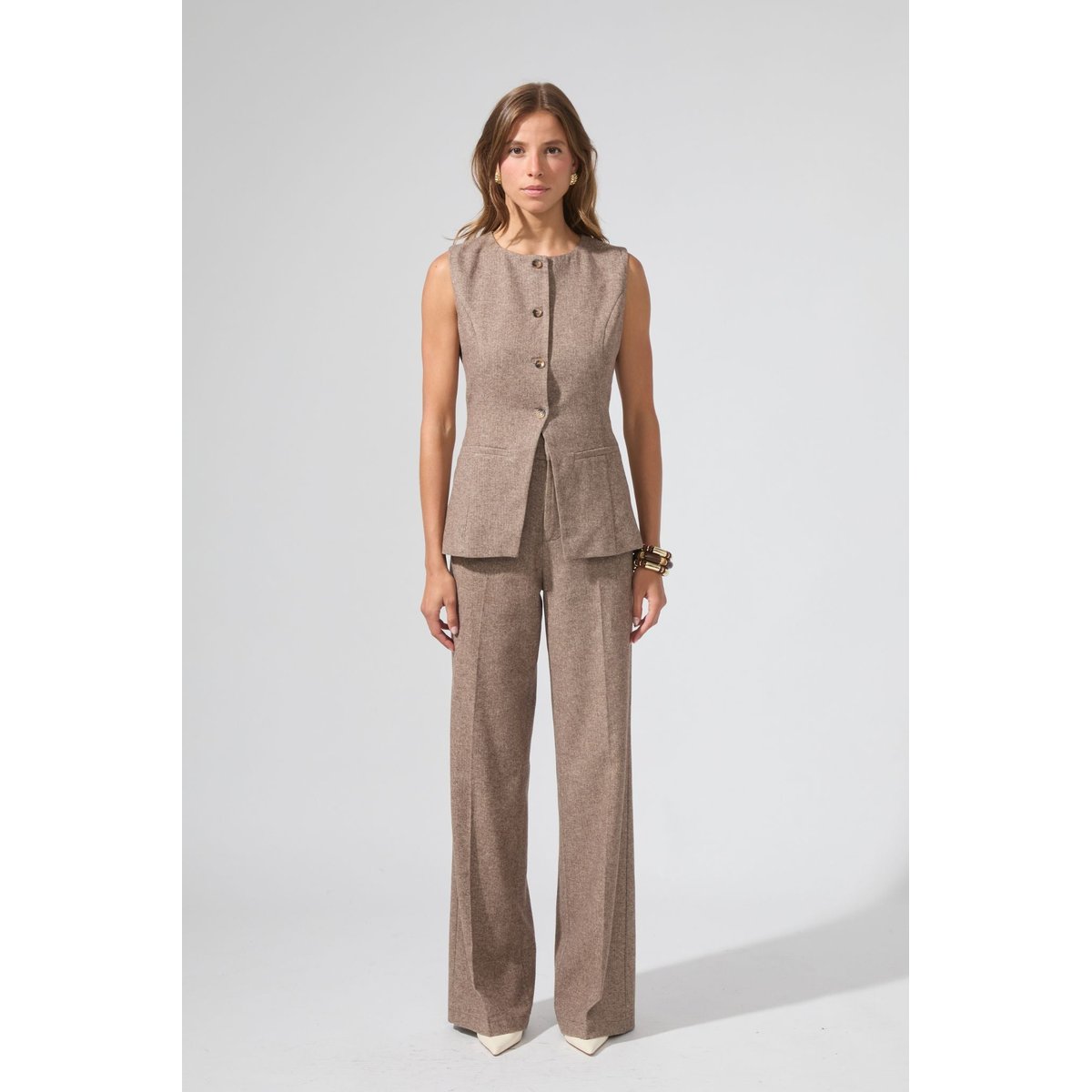 Pantalon droit ample RODRIGUE taupe, BENOA