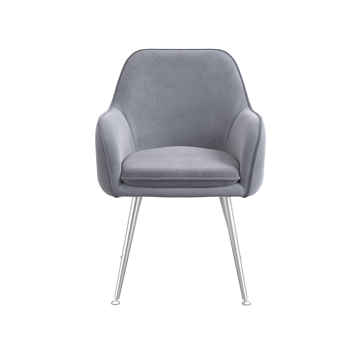 Set of 2 Lavinia Velvet Dining Chairs with Silver Legs grey, ÉDITÉ