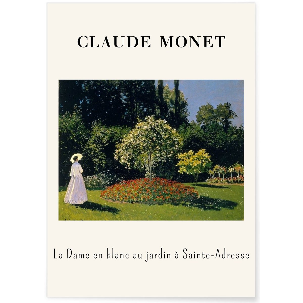 Affiche Claude Monet - La Dame en blanc au jardin à Sainte-Adresse blanc, L'AFFICHERIE