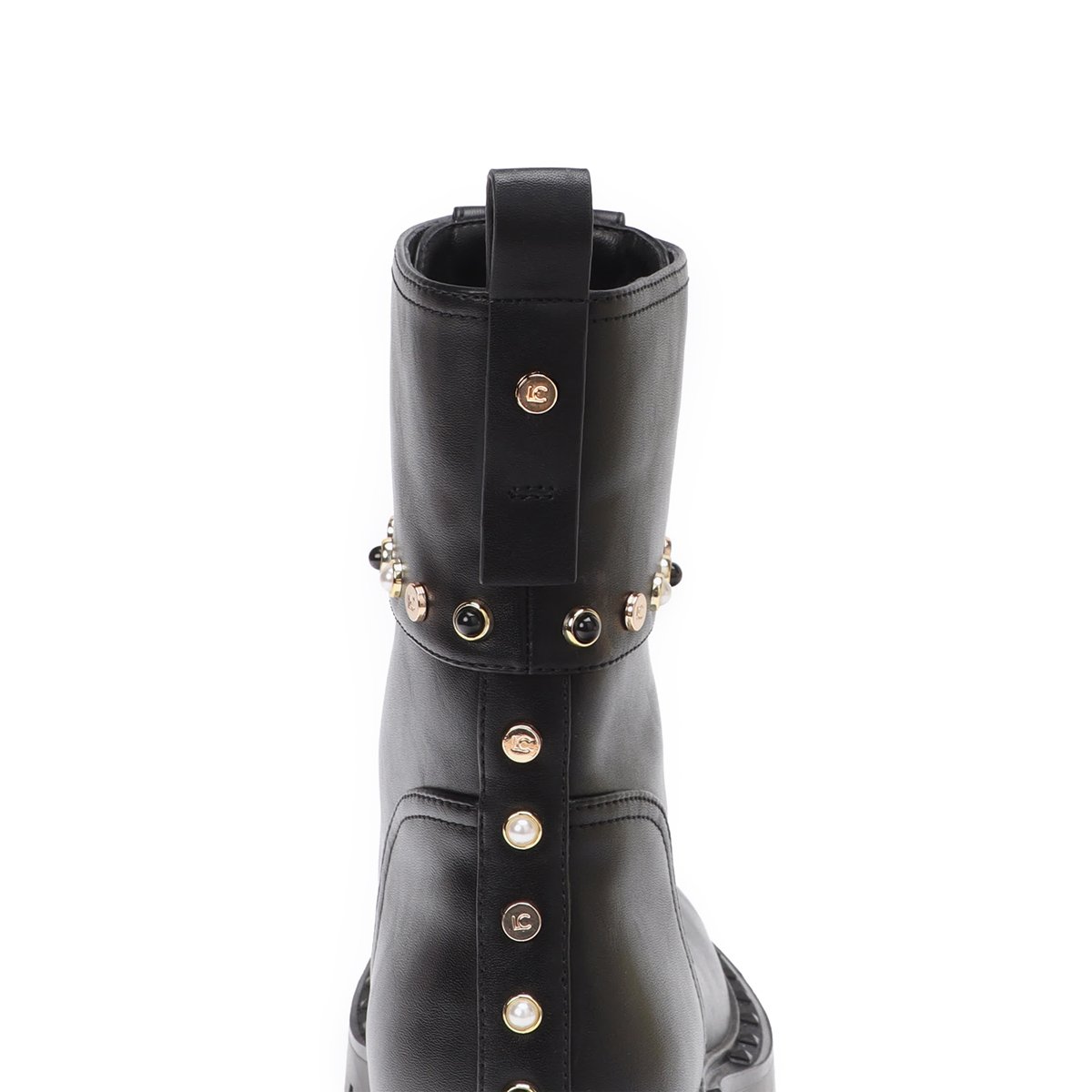 Bottines à fermeture éclair frontale avec clous décoratifs noir, LOLA CASADEMUNT