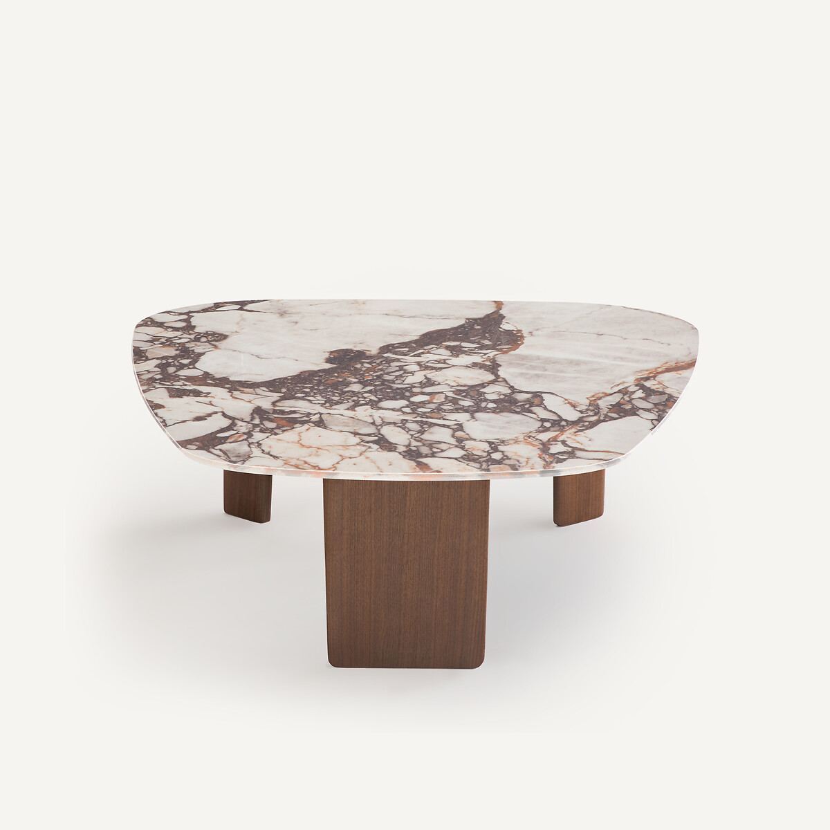 Mesa de centro, cerámica efecto mármol y chapa de nogal, DOLMENA cerámica mármol ladrillo, AM.PM
