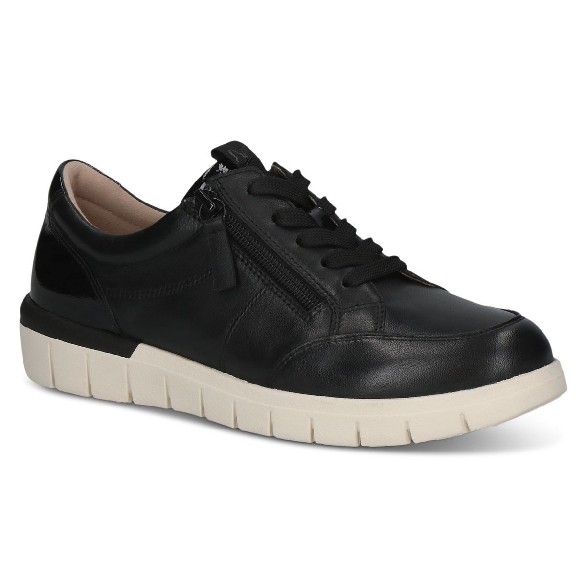 Basket en cuir noir zèbre, CAPRICE