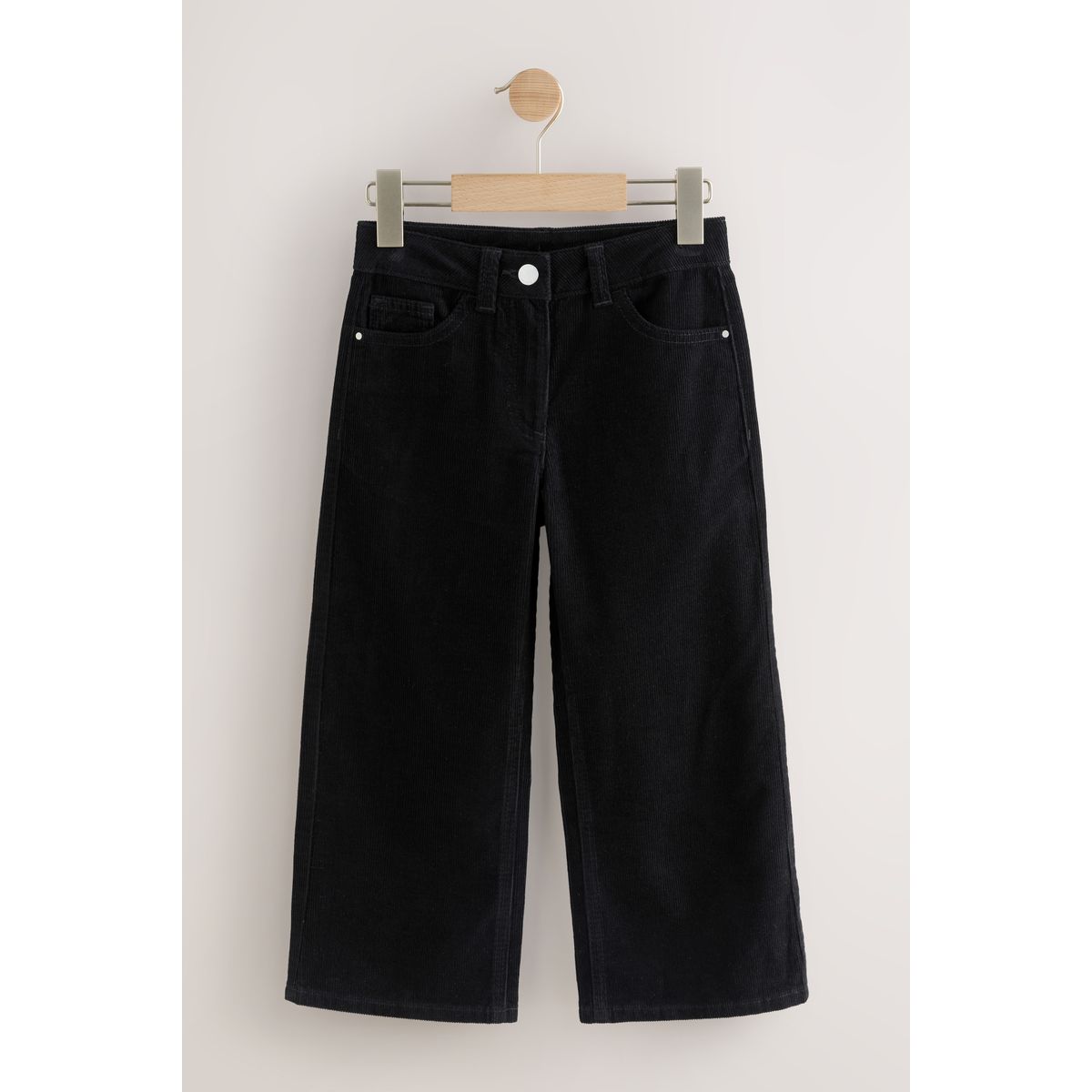 Pantalon large en velours côtelé noir, NEXT