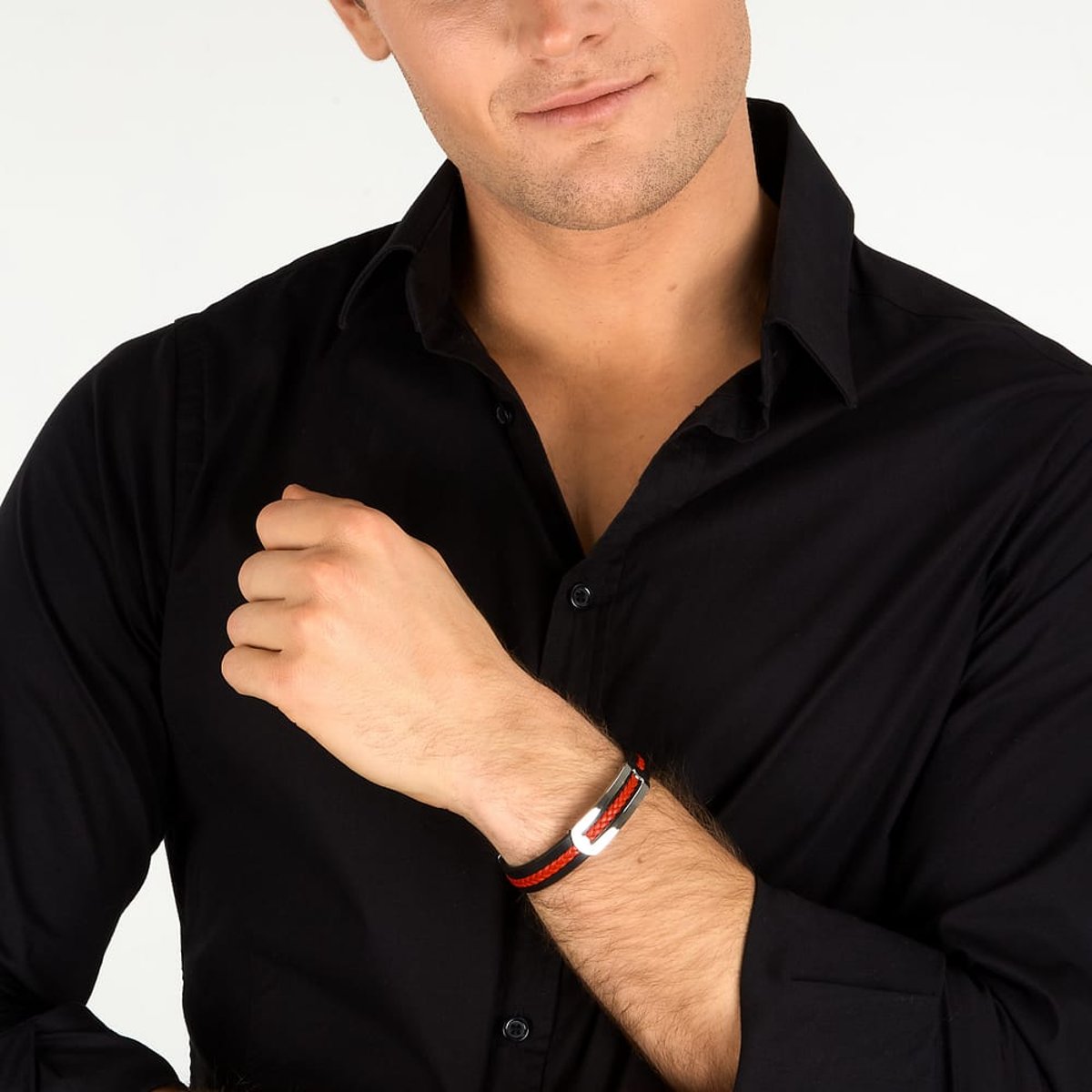 BRACELET SECTOR BANDY - SZV140 black,red,stainless steel, SECTOR