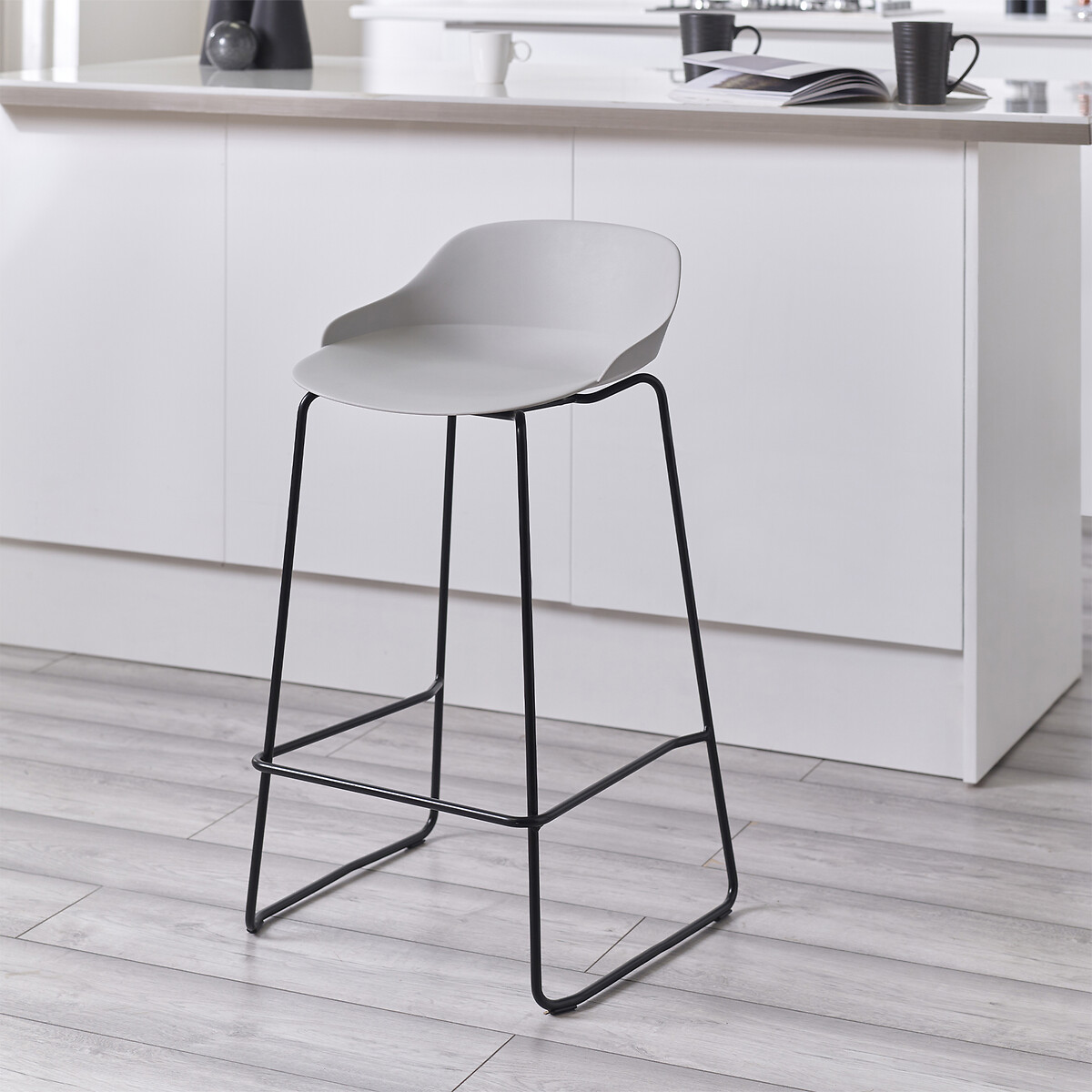 Xavier Minimalist Bar Stools (Set of 2) light grey, SO'HOME