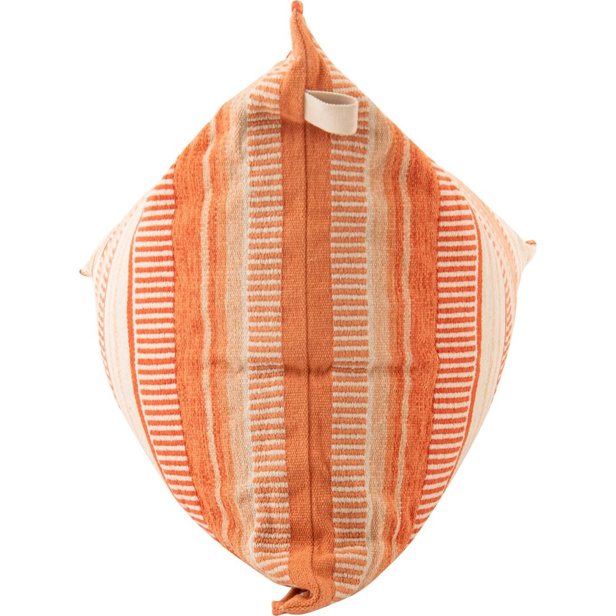 Pouf poire ligné en coton écru et orange foncé, RECOLLECTION