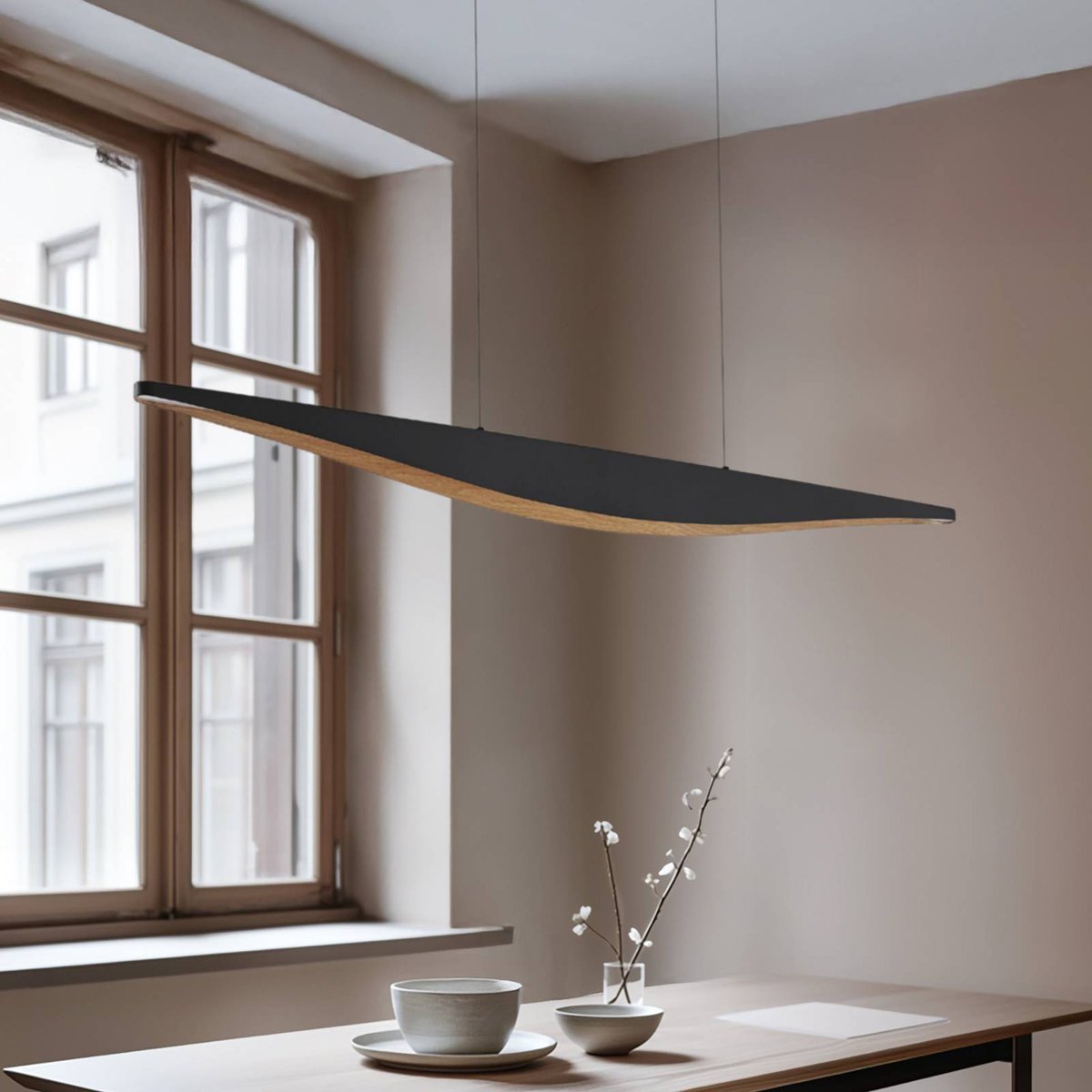 Suspension en métal moderneLED, Clavit noir, LUCANDE