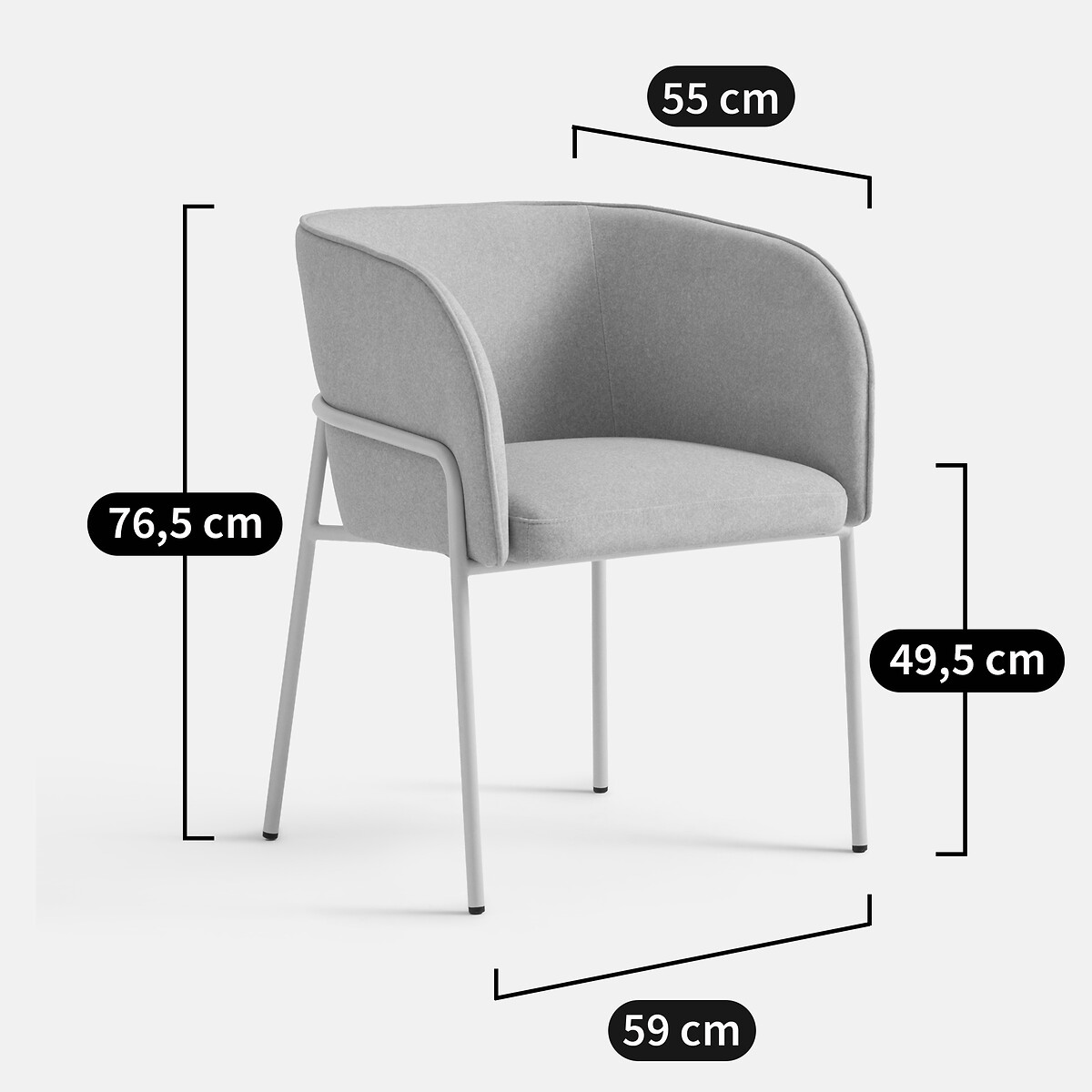 Fauteuil de table, Laika gris, LA REDOUTE INTERIEURS