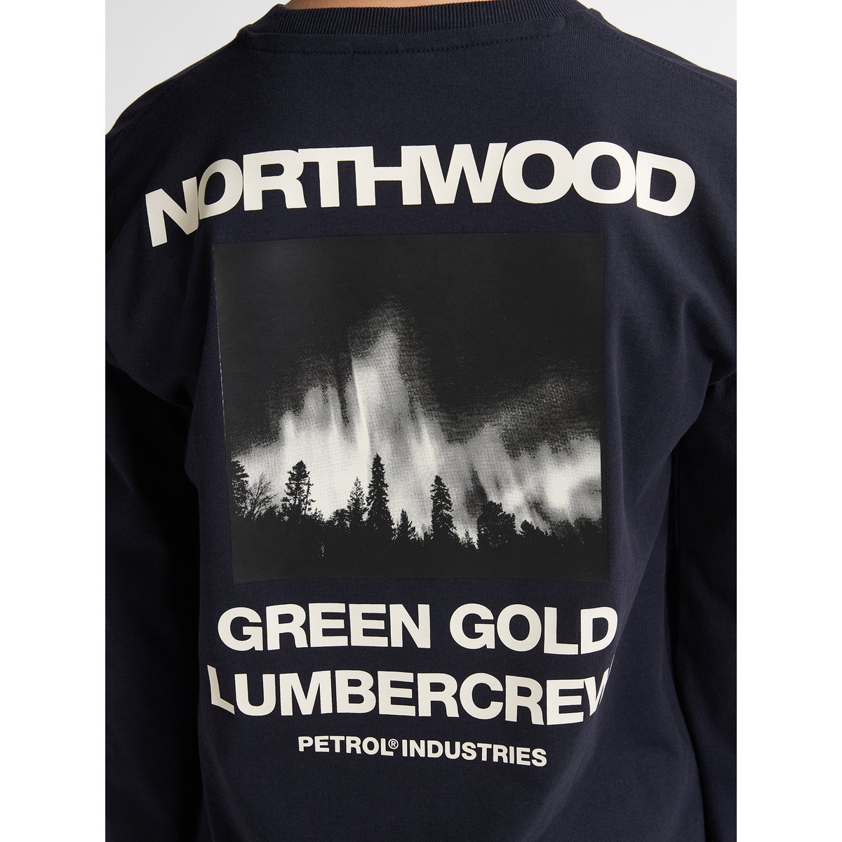 T-shirt à imprimé arrière montagne blanche bleu royal navy, PETROL INDUSTRIES