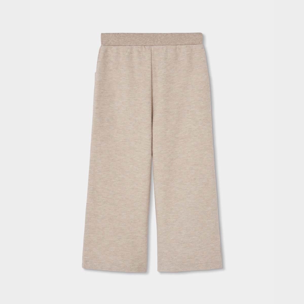 Pantalon fille en maille wide leg beige, BOBOLI