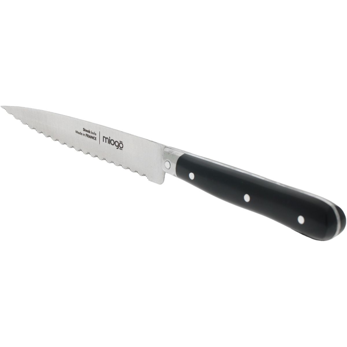 Couteau Steak 10.5 cm Pleine soie noir, MIOGO