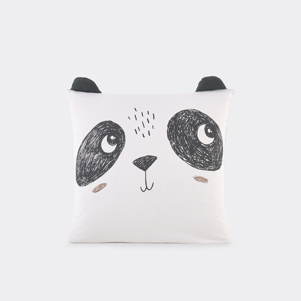 Kissenbezug Panda Mania, Baumwolle khaki bedruckt, LA REDOUTE INTERIEURS
