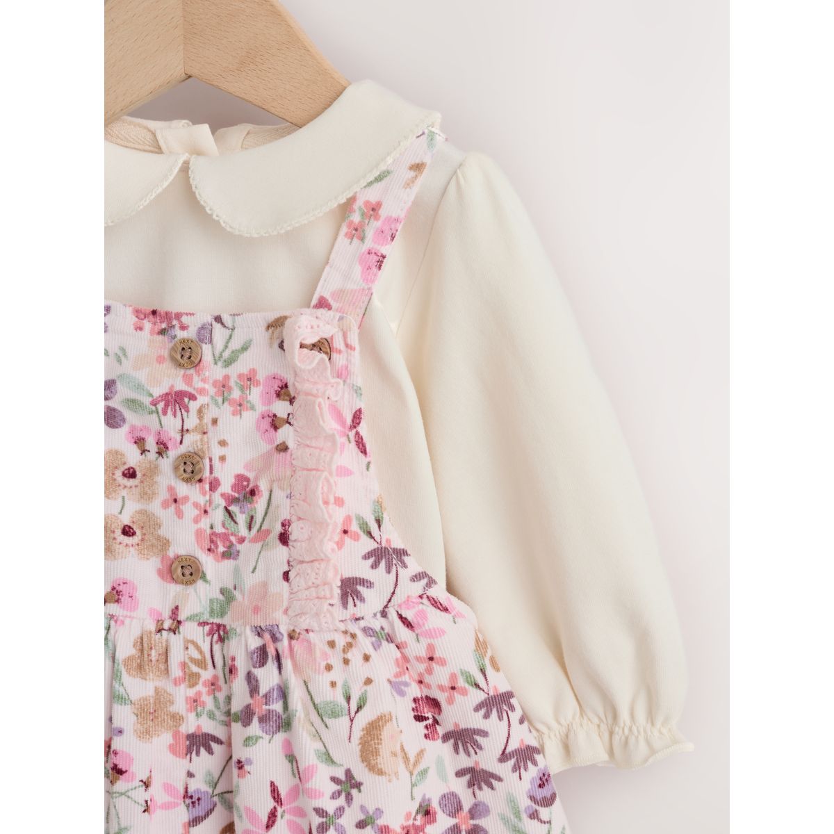 Ensemble bébé avec salopette en velours, 2 p rose, NEXT