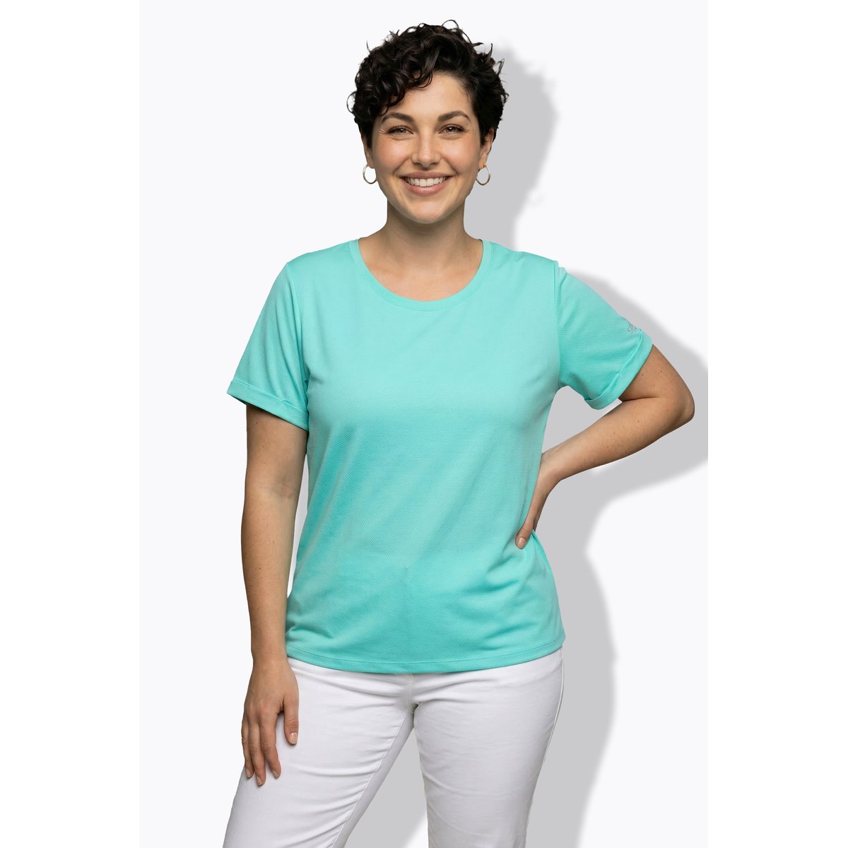 T-shirt technique UV 50+. Col rond émeraude, ULLA POPKEN