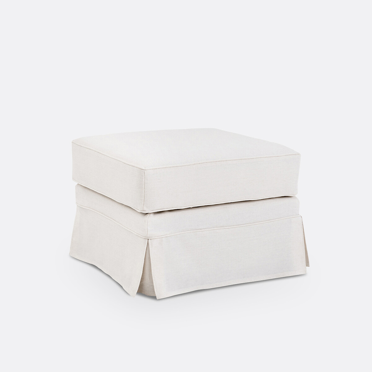 Pouf, déhoussable, en lin épais, confort supérieur, ADELIA blanc, LA REDOUTE INTERIEURS