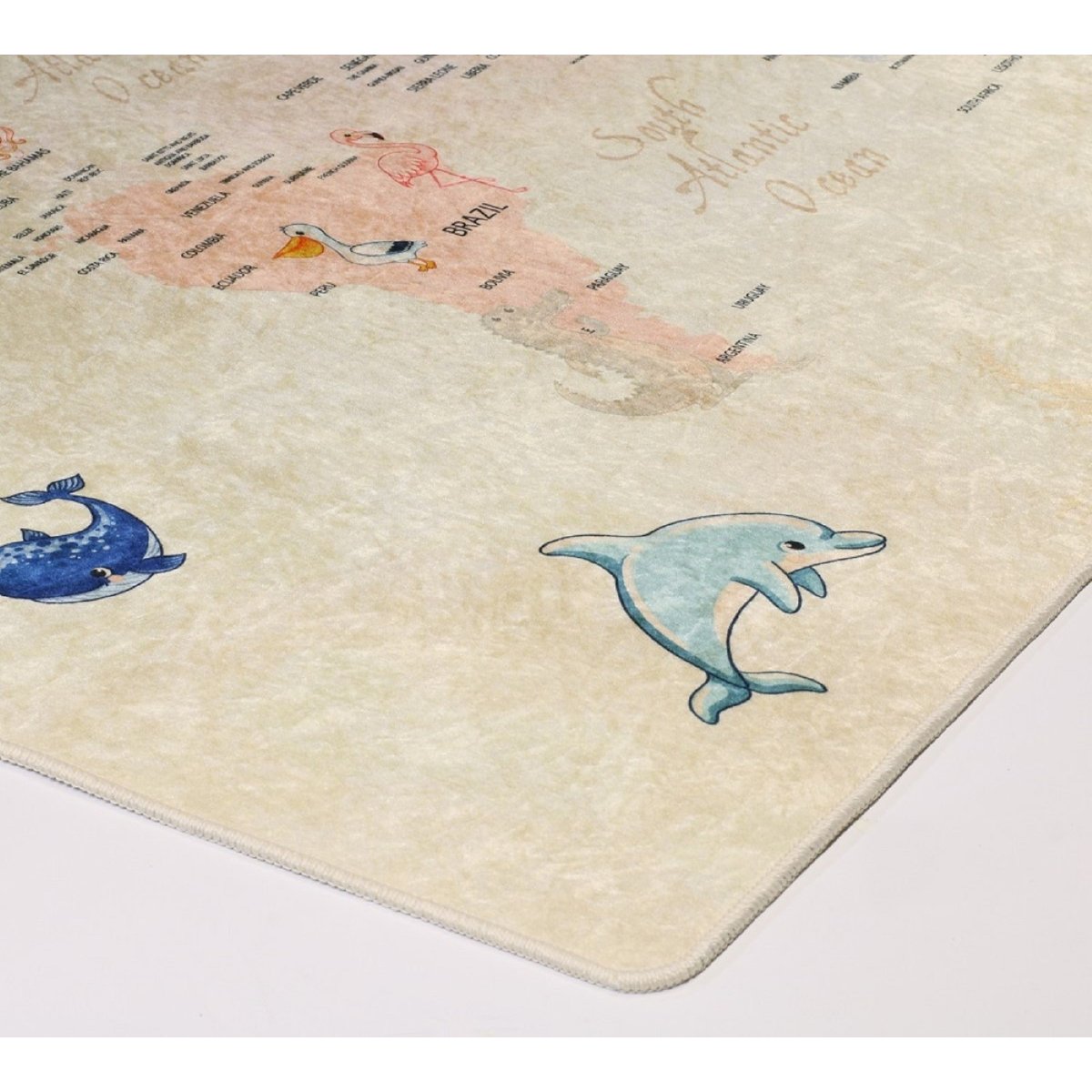 Tapis chambre enfant Monde beige, EDEN