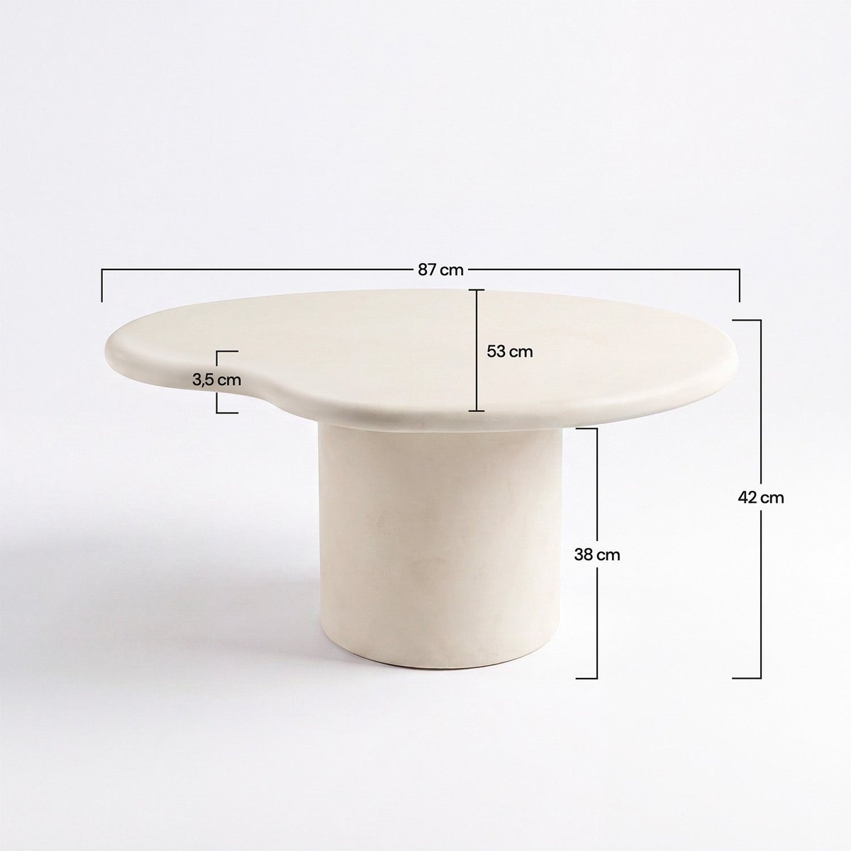 Table basse organique en fibre d'argile effet béton 87 cm - ANAFI ecru, MAISON PAVANE