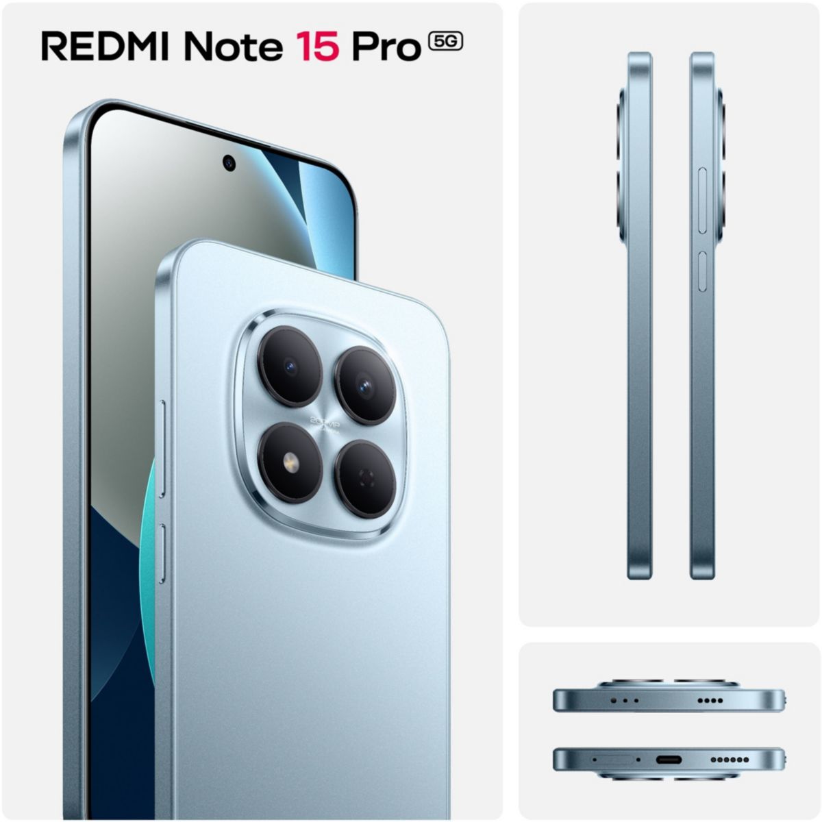 Smartphone Pack Redmi Note 15 Pro 5G 256Go Bleu+Caméra couleur unique, XIAOMI