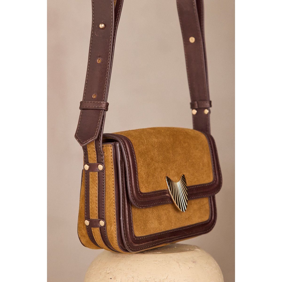 Sac en cuir LEONARD MINI beige, Maison 123