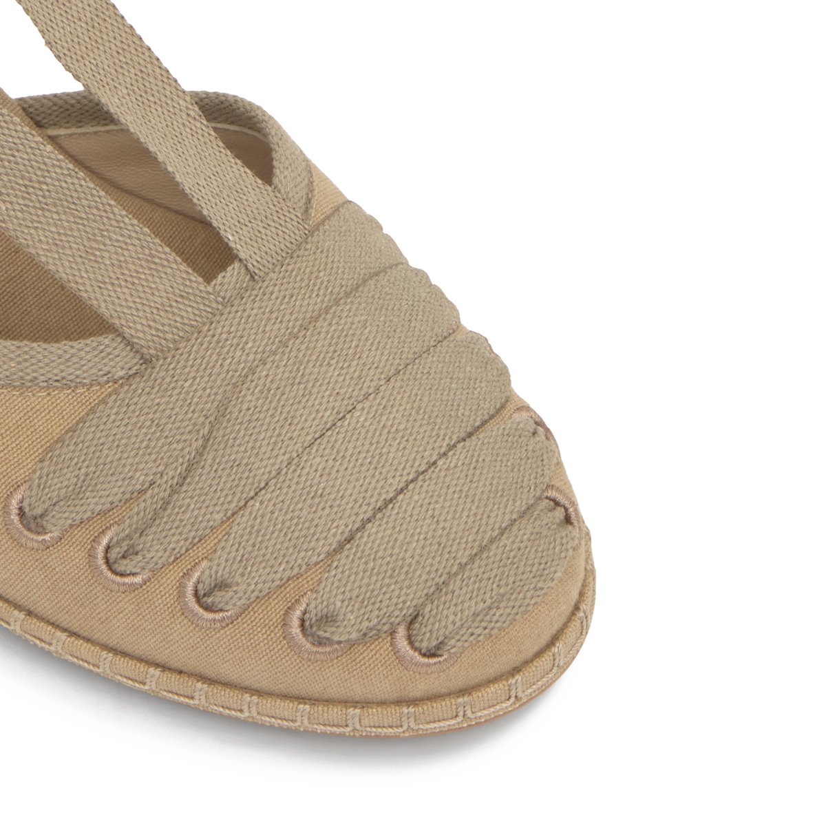 Espadrilles compensées en coton à lacets CORCEGA LIGHT PLATFORM sable, CASTANER
