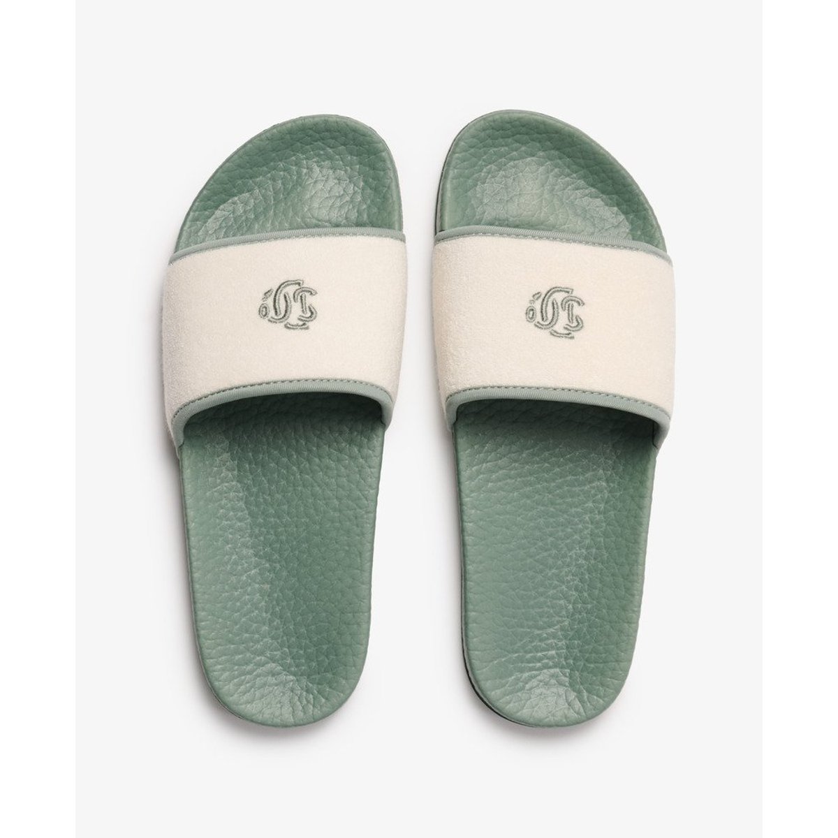 Claquettes de Piscine en Éponge vert jade clair/blanc cassé, SUPERDRY