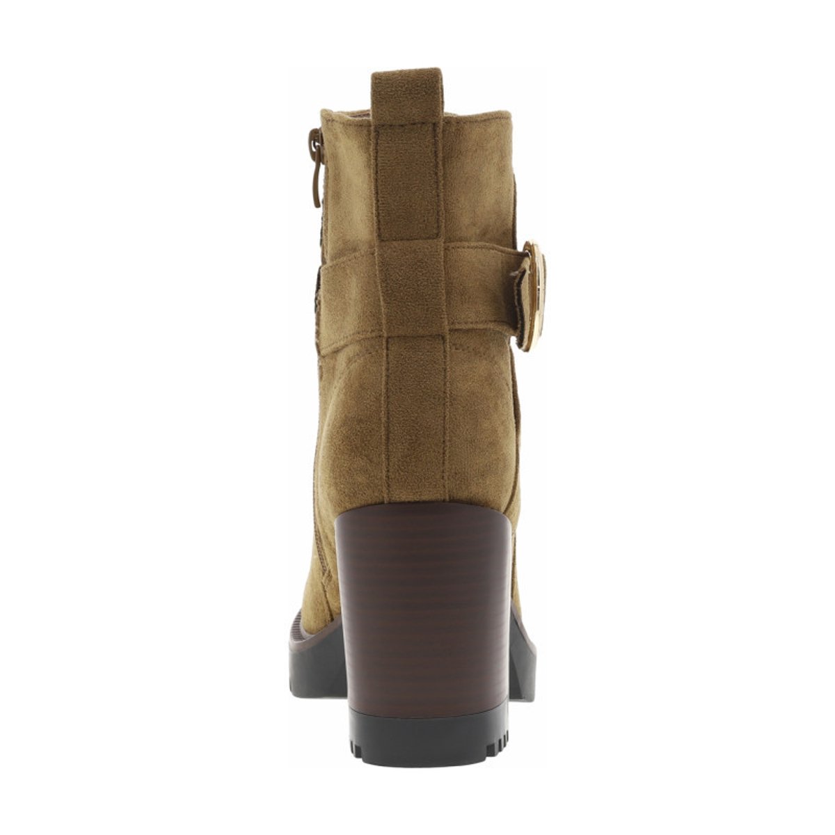 Boots camel à talon décroché haut et à zip avec boucle dorée à ardillon camel, LPB Les P'tites Bombes