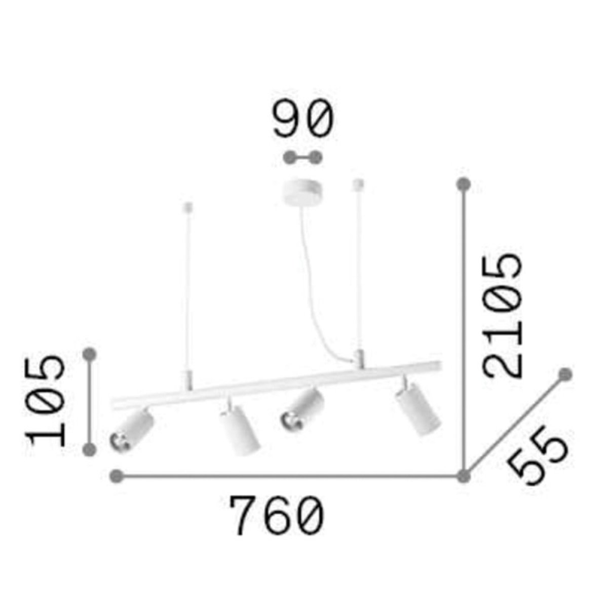 Suspension Métal Noir Spots Orientables Laiton laiton, MILLUMINE