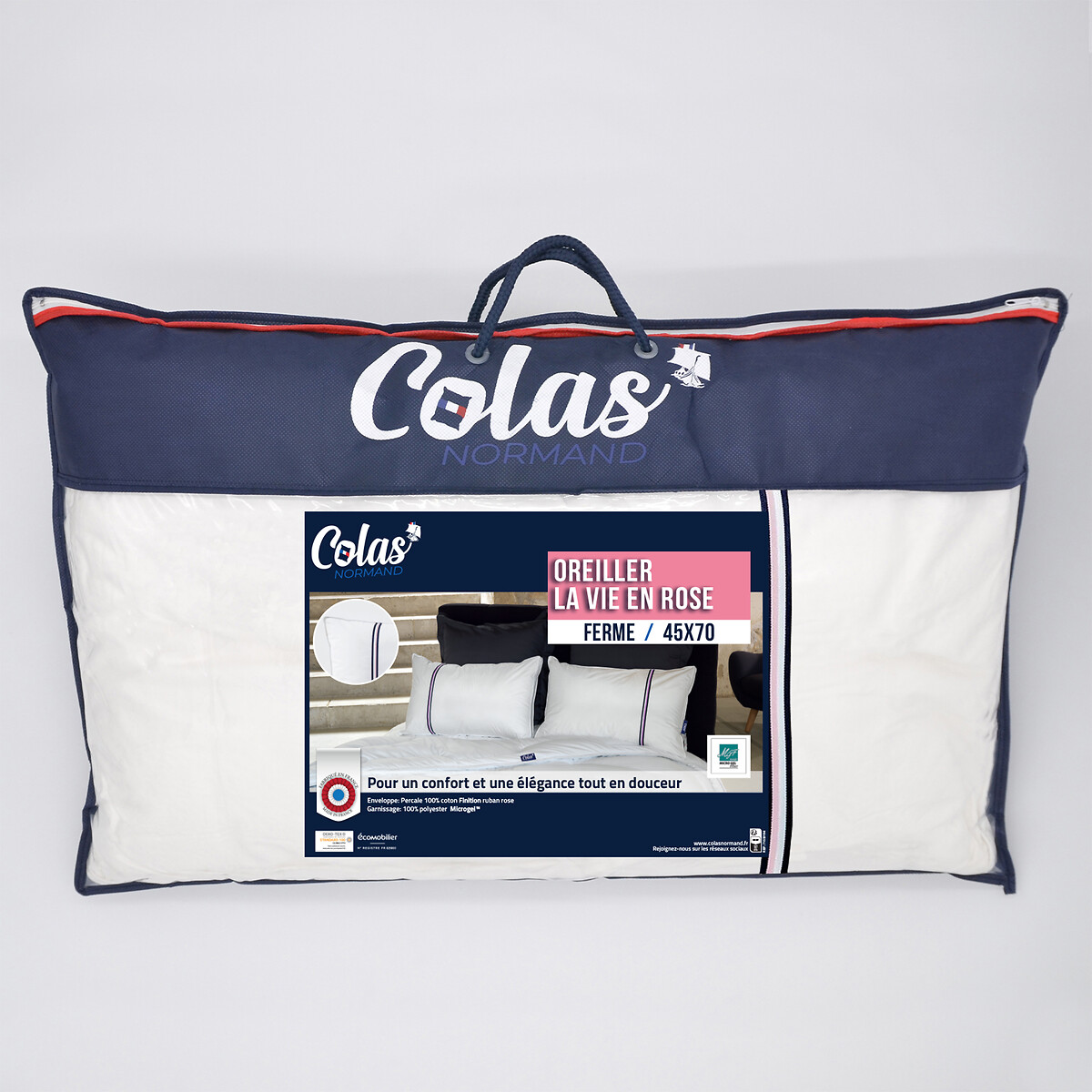 Oreiller ferme la vie en rose blanc, COLAS NORMAND
