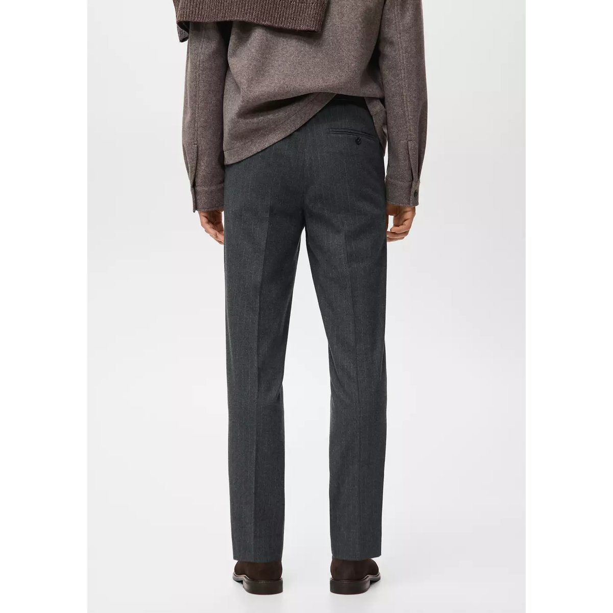 Pantalon flanelle regular-fit gris chiné foncé, MANGO MAN