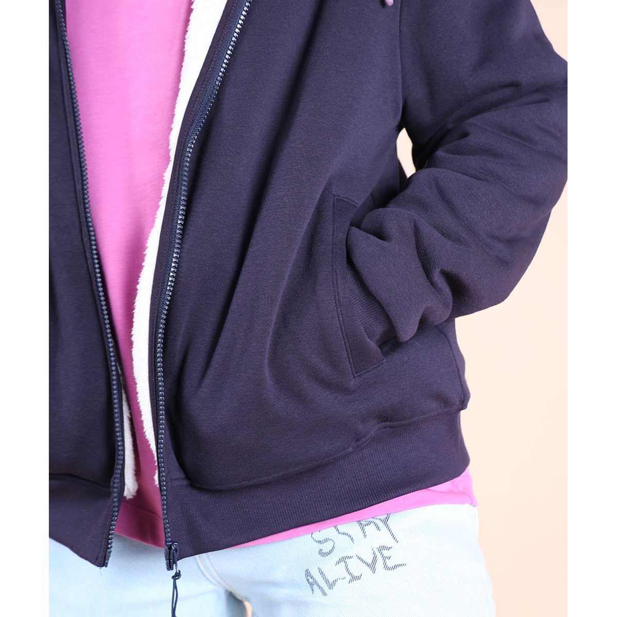 Sweat capuche doublé sherpa SWIPS deep marine, OXBOW