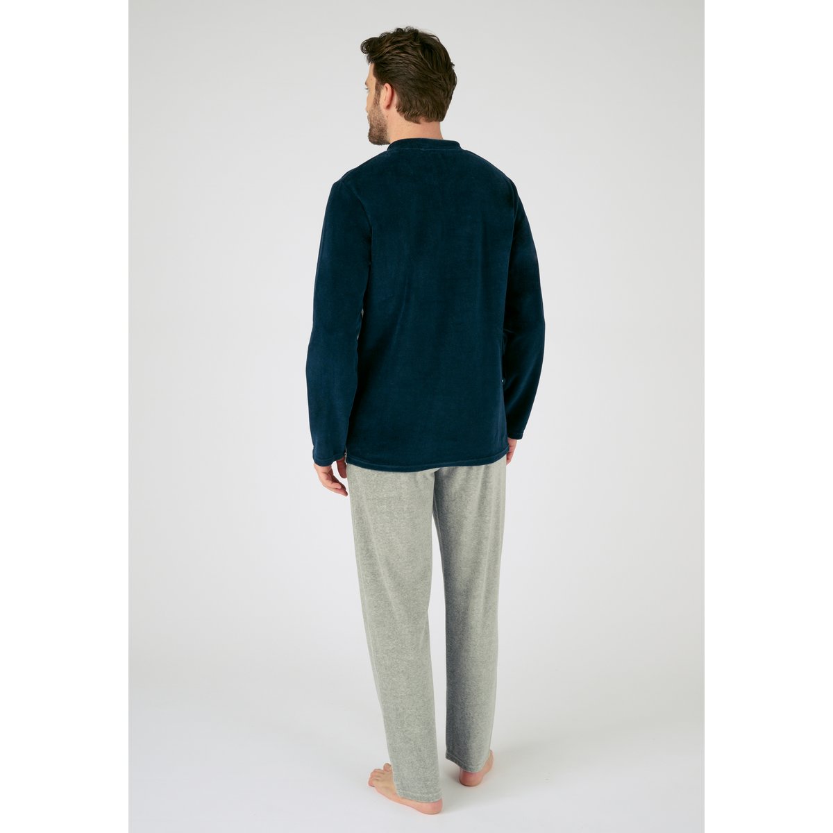 Pyjama velours coton mélangé gris chiné, DAMART