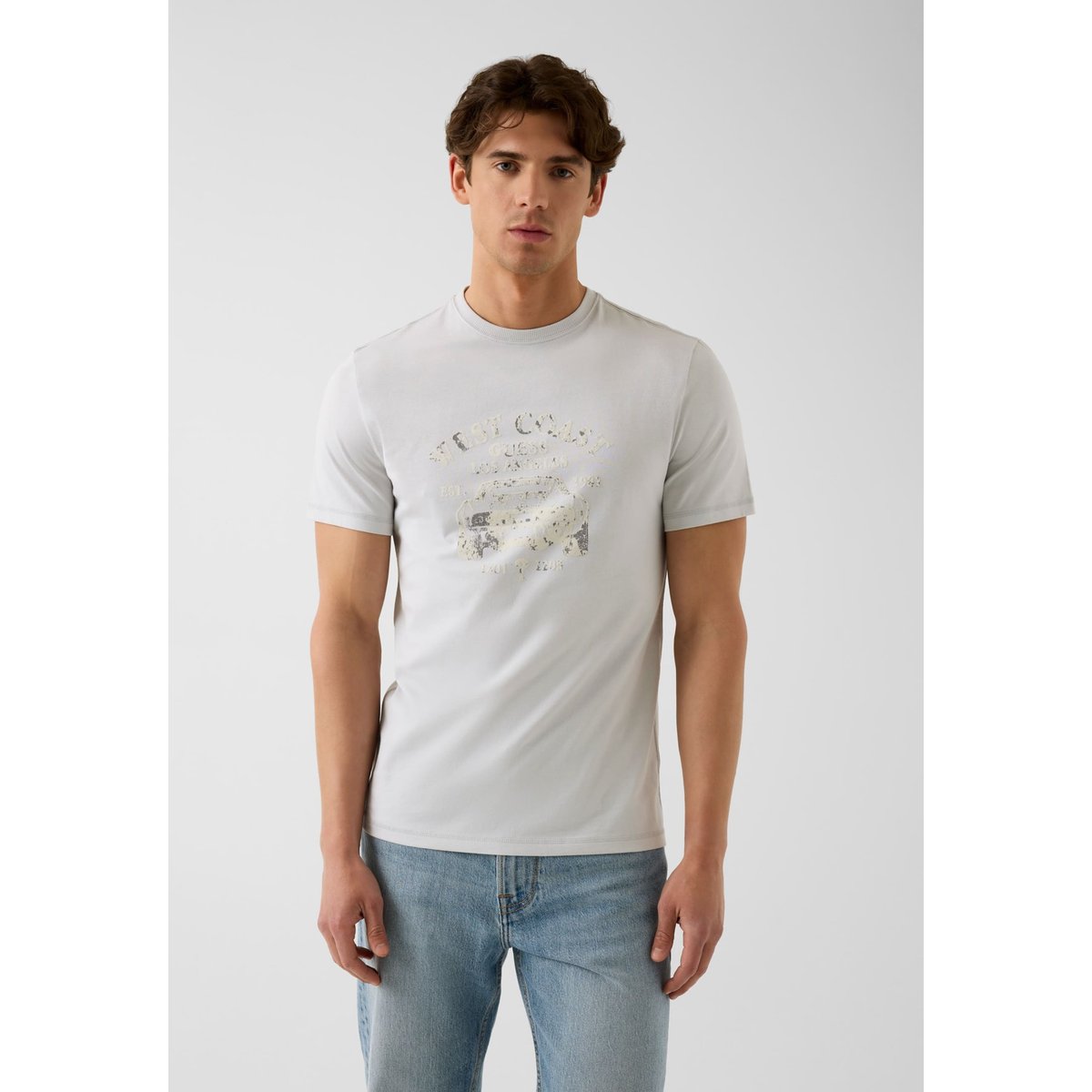 T-Shirt Imprimé gris clair, GUESS