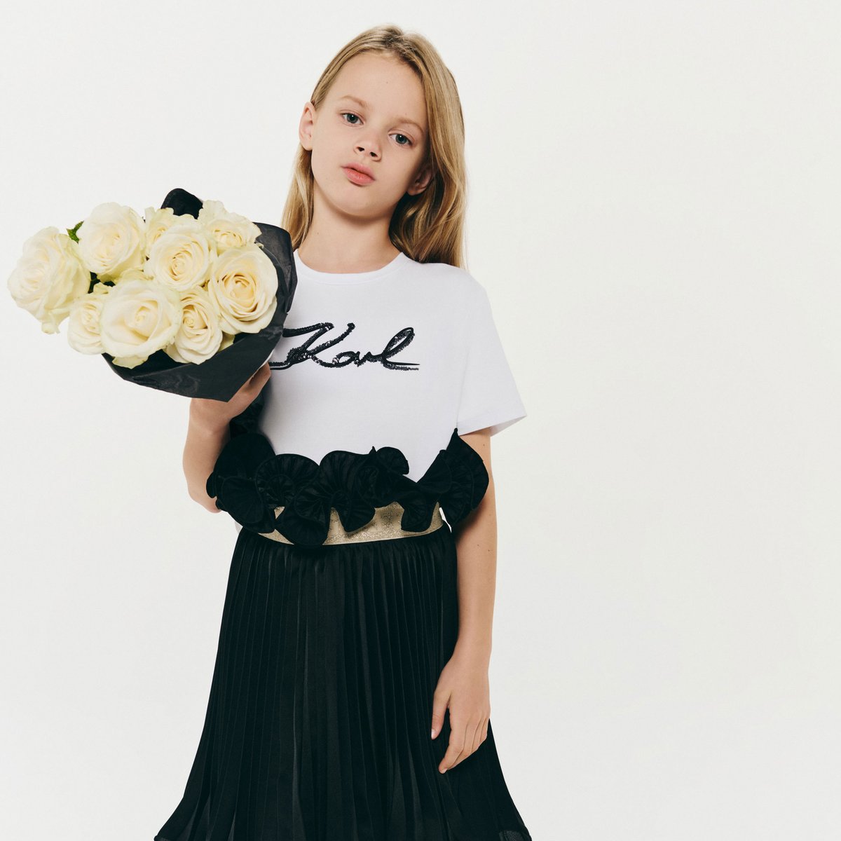 T-shirt avec sequins blanc, KARL LAGERFELD KIDS
