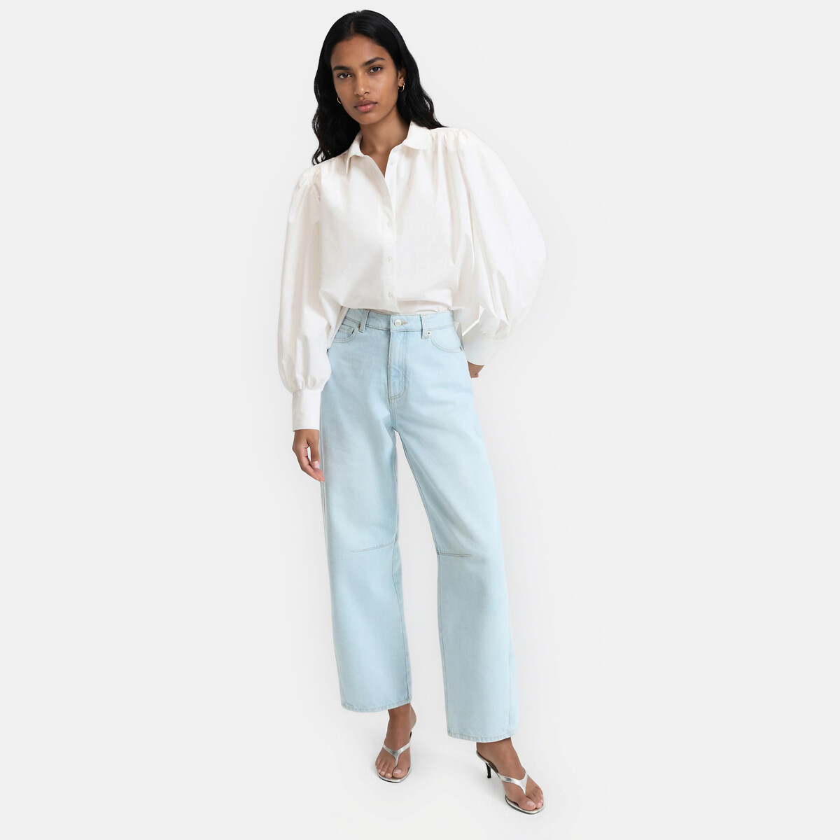 Chemise manches longues bouffantes blanc, LA REDOUTE COLLECTIONS