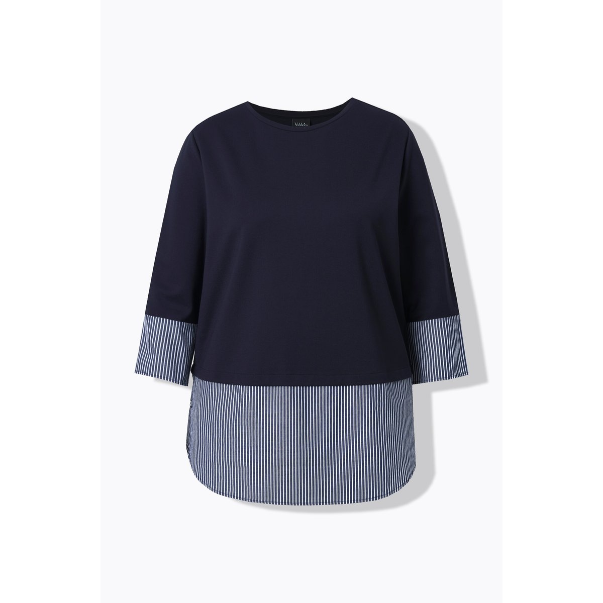 Sweat-shirt col rond et manches 3/4 marine, ULLA POPKEN