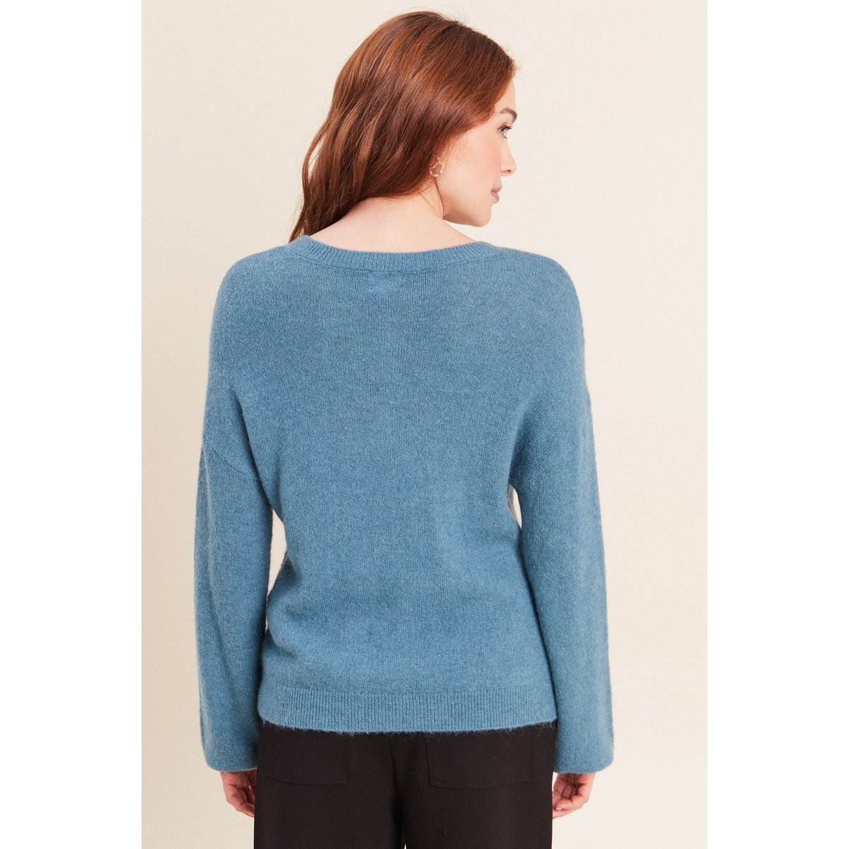 Pull col tunisien bleu pétrole, BREAL
