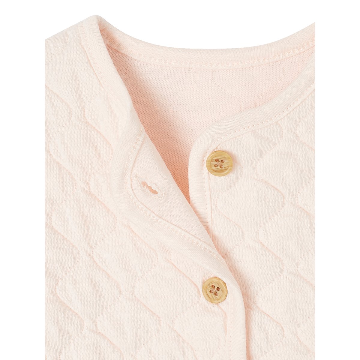 Gilet bébé matelassé en gaze de coton double face rose pâle, VERTBAUDET