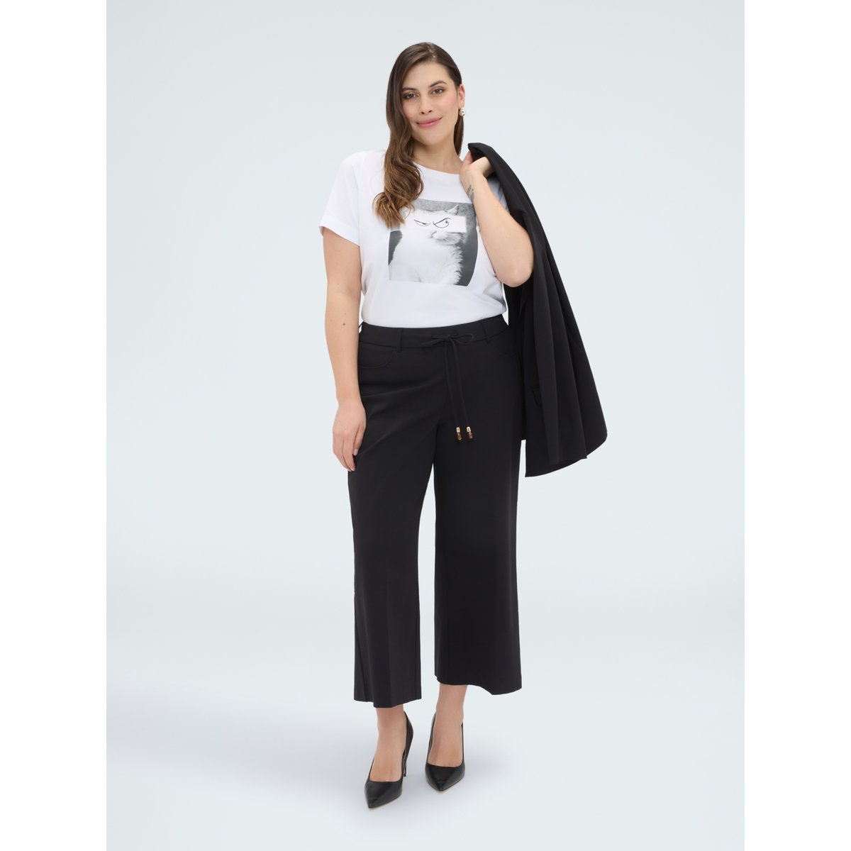 T-shirt avec imprimé chat blanc, FIORELLA RUBINO