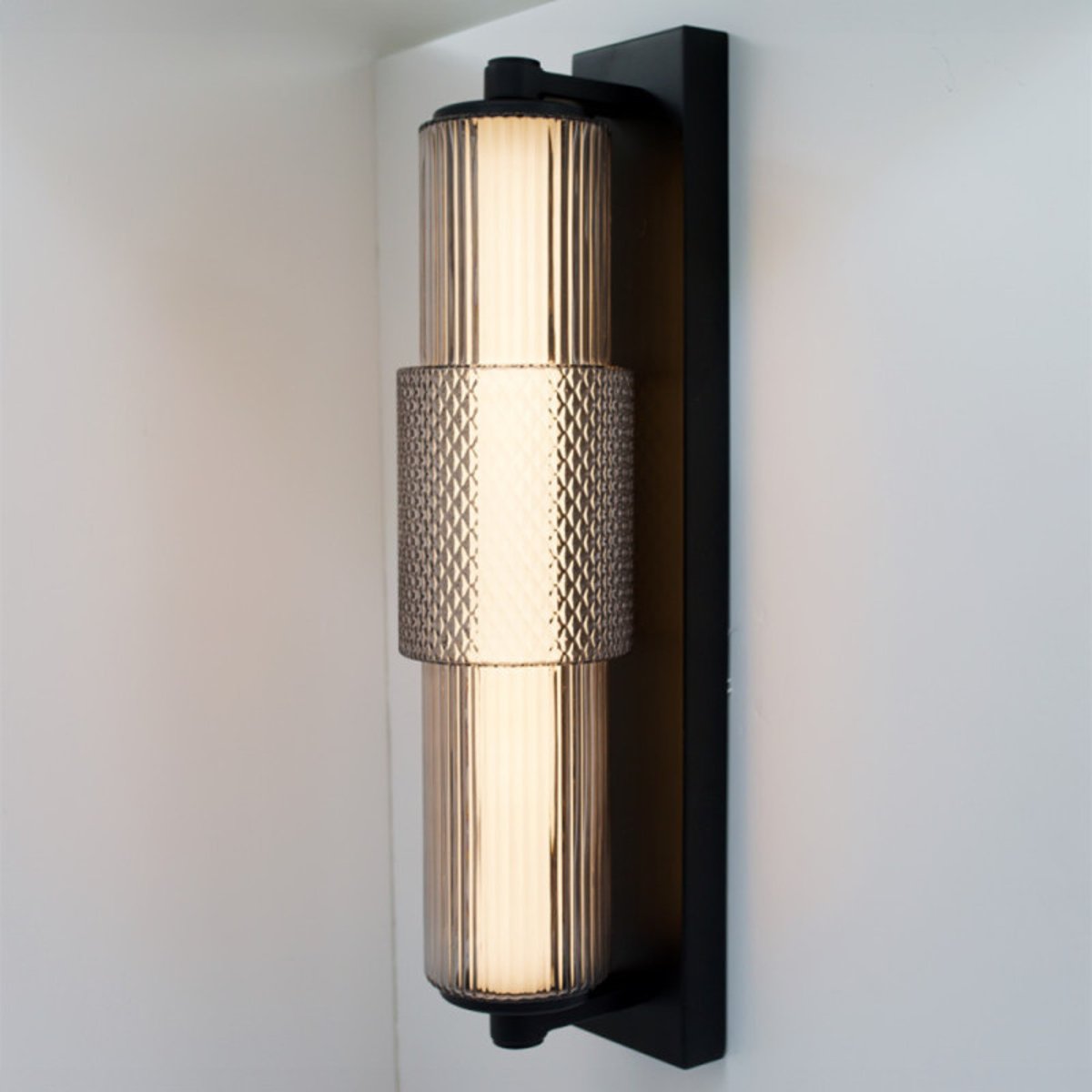 Applique Salle De Bain Led Mojo verre fumé et noir noir, MILLUMINE