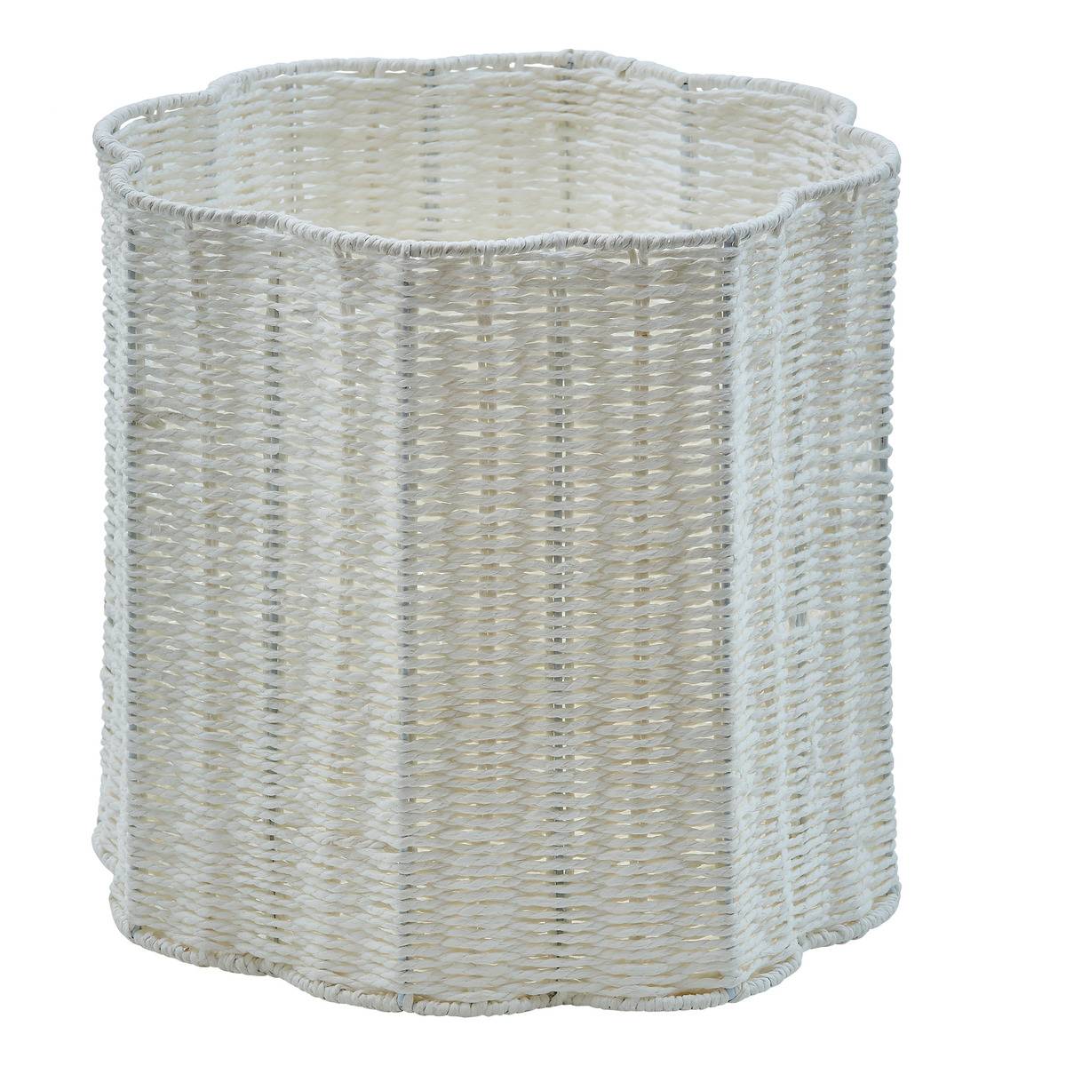 Lot de 3 paniers tressés forme fleur FLEUR DE ROSE blanc, ATMOSPHERA