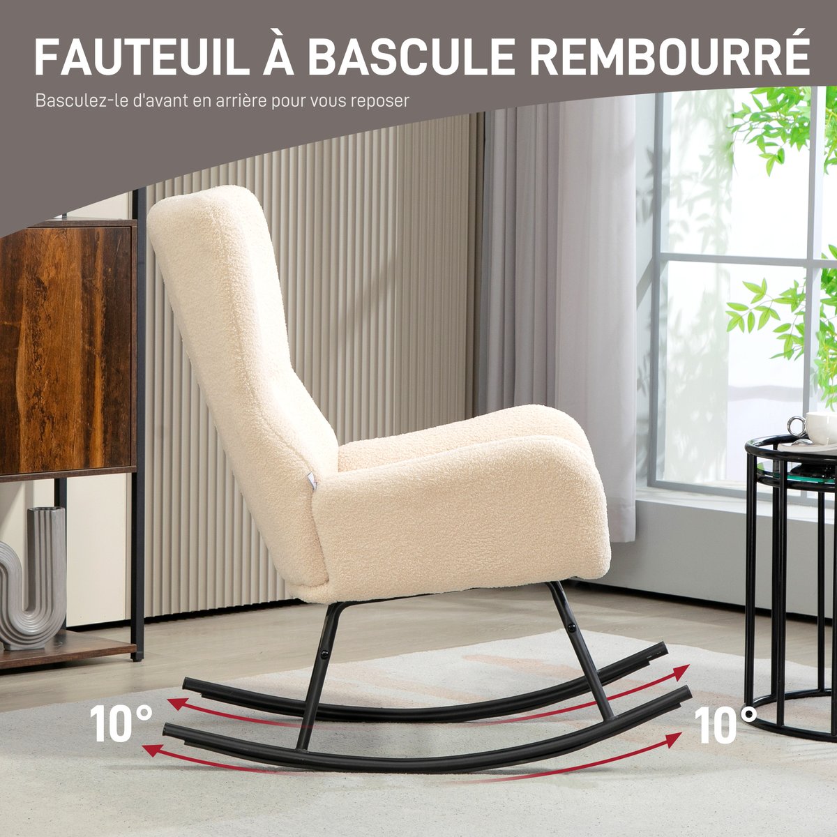 Fauteuil à bascule Polyester Beige beige, HOMCOM