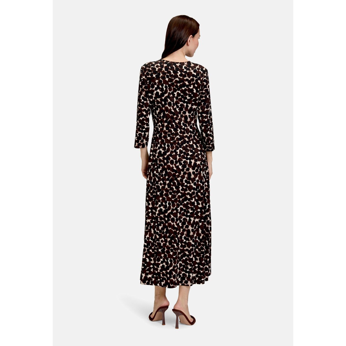 Robe longueur midi à fronce marron/beige, BETTY BARCLAY